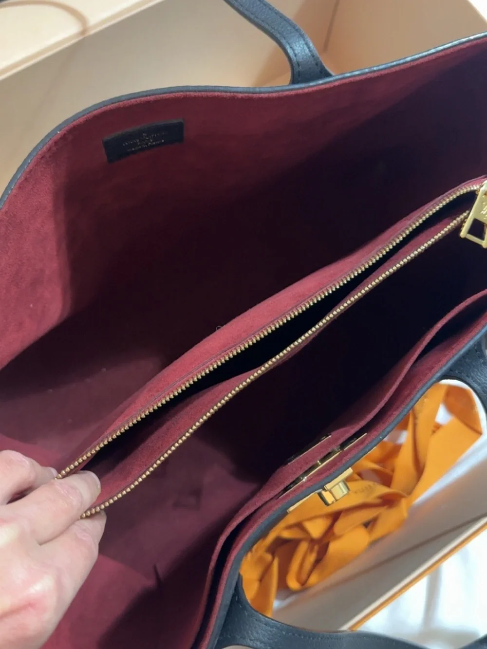Louis Vuitton Black Leather Tote with  matching LV wallet